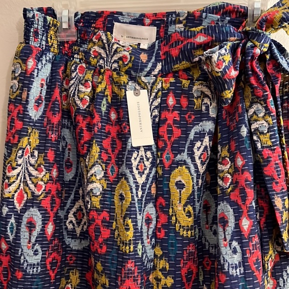 NWT Anthropologie skirt Edith paisley midi ruffle hem sash tie - Picture 3 of 3
